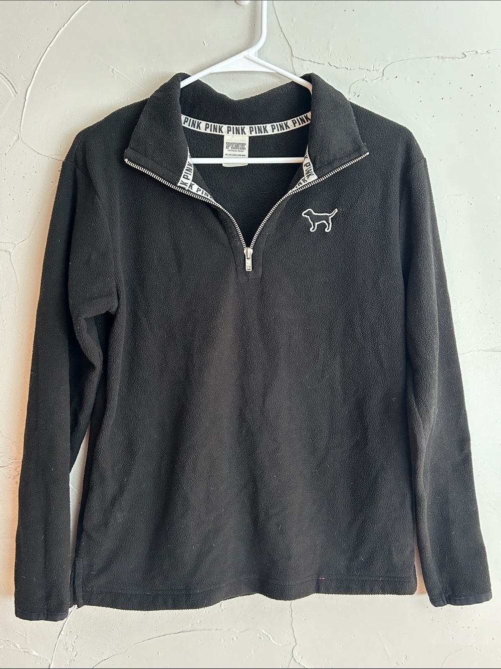 PINK Victoria's Secret Black Quarter Zip Fleece Pullover